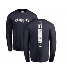 Football New England Patriots #87 Rob Gronkowski Navy Blue Backer Long Sleeve T-Shirt