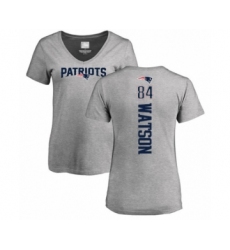 Football Women's New England Patriots #84 Benjamin Watson Ash Backer V-Neck T-Shirt