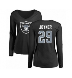 Football Women's Oakland Raiders #29 Lamarcus Joyner Black Name & Number Logo Long Sleeve T-Shirt
