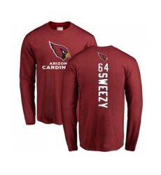Football Arizona Cardinals #64 J.R. Sweezy Maroon Backer Long Sleeve T-Shirt
