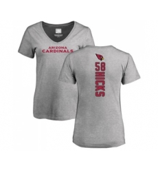 Football Women's Arizona Cardinals #58 Jordan Hicks Ash Backer V-Neck T-Shirt
