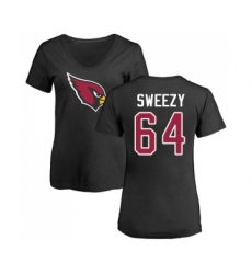 Football Women's Arizona Cardinals #64 J.R. Sweezy Black Name & Number Logo T-Shirt