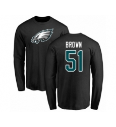 Philadelphia Eagles #51 Zach Brown Black Name & Number Logo Long Sleeve T-Shirt