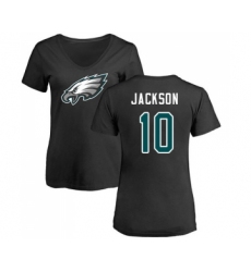Women's Philadelphia Eagles #10 DeSean Jackson Black Name & Number Logo Slim Fit T-Shirt