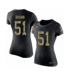 Women's Philadelphia Eagles #51 Zach Brown Black Camo Salute to Service T-Shirt