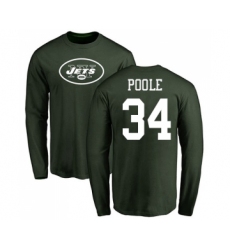Football New York Jets #34 Brian Poole Green Name & Number Logo Long Sleeve T-Shirt