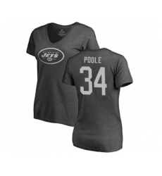 Football Women's New York Jets #34 Brian Poole Ash One Color T-Shirt