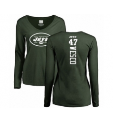 Football Women's New York Jets #47 Trevon Wesco Green Backer Long Sleeve T-Shirt