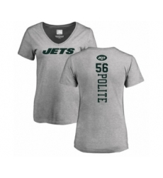 Football Women's New York Jets #56 Jachai Polite Ash Backer T-Shirt