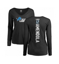 Football Women's Detroit Lions #12 Danny Amendola Black Backer Long Sleeve T-Shirt