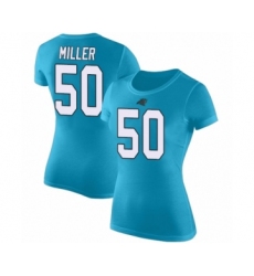 Football Women's Carolina Panthers #50 Christian Miller Blue Rush Pride Name & Number T-Shirt