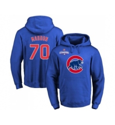 Cubs #70 Joe Maddon Blue 2016 World Series Champions Primary Logo Pullover MLB Hoodie
