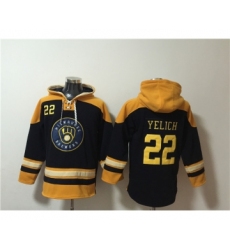 Men's Milwaukee Brewers #22 Christian Yelich Black Gold Ageless Must-Have Lace-Up Pullover Hoodie