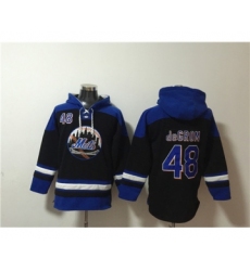 Men's New York Mets #48 Jacob deGrom Black Blue Ageless Must-Have Lace-Up Pullover Hoodie