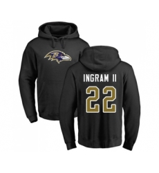 Football Baltimore Ravens #22 Mark Ingram II Black Name & Number Logo Pullover Hoodie