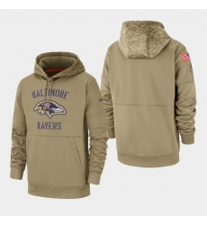 Men's Baltimore Ravens Tan 2019 Salute to Service Sideline Therma Pullover Hoodie