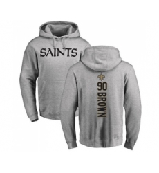 Football New Orleans Saints #90 Malcom Brown Ash Backer Pullover Hoodie