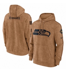 Men's Seattle Seahawks Nike Brown 2023 Salute To Service Club Pullover Hoodie