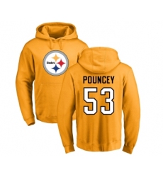 Football Pittsburgh Steelers #53 Maurkice Pouncey Gold Name & Number Logo Pullover Hoodie