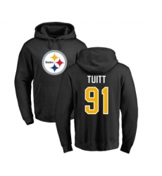 Football Pittsburgh Steelers #91 Stephon Tuitt Black Name & Number Logo Pullover Hoodie