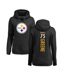 Football Women's Pittsburgh Steelers #75 Joe Greene Black Backer Pullover Hoodie