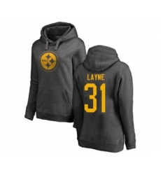 Women's Pittsburgh Steelers #31 Justin Layne Ash One Color Pullover Hoodie