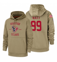 Men's Houston Texans #99 J.J. Watt 2019 Salute to Service Tan Sideline Therma Pullover Hoodie