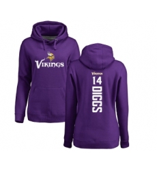 Football Women's Minnesota Vikings #14 Stefon Diggs Purple Backer Pullover Hoodie