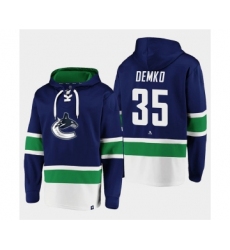 Men's Vancouver Canucks #35 Thatcher Demko Blue All Stitched Sweatshirt Hoodie