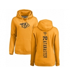 Hockey Women's Nashville Predators #70 Egor Afanasyev Gold One Color Backer Pullover Hoodie