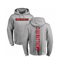 Football San Francisco 49ers #81 Jordan Matthews Ash Backer Pullover Hoodie