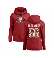 Football Women's San Francisco 49ers #56 Kwon Alexander Red Name & Number Logo Pullover Hoodie