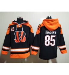 Men's Cincinnati Bengals #85 Tee Higgins Orange Black Ageless Must-Have Lace-Up Pullover Hoodie