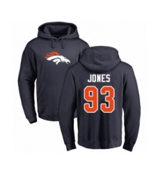 Football Denver Broncos #93 Dre'Mont Jones Navy Blue Name & Number Logo Pullover Hoodie