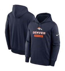Men's Denver Broncos NavyToss Sweep Performance Pullover Hoodie