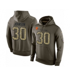 Football Men's Cleveland Browns #30 D'Ernest Johnson Green Salute To Service Pullover Hoodie