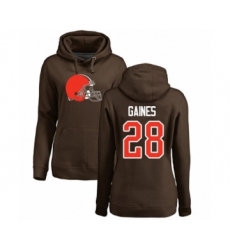 Football Women's Cleveland Browns #28 Phillip Gaines Brown Name & Number Logo Pullover Hoodie