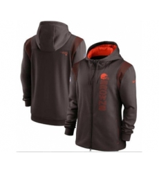 Men's Cleveland Browns 2021 Brown Sideline Team Performance Full-Zip Hoodie