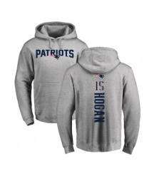 Football New England Patriots #15 Chris Hogan Ash Backer Pullover Hoodie