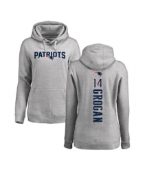 Football Women's New England Patriots #14 Steve Grogan Ash Backer Pullover Hoodie