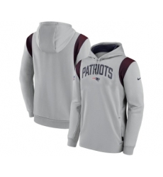 Mens New England Patriots Gray Sideline Stack Performance Pullover Hoodie