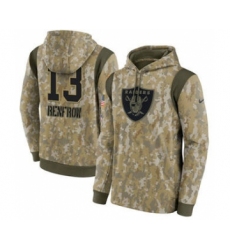 Men's Las Vegas Raiders #13 Hunter Renfrow Camo 2021 Salute To Service Therma Performance Pullover Football Hoodie