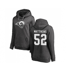 Football Women's Los Angeles Rams #52 Clay Matthews Ash One Color Pullover Hoodie