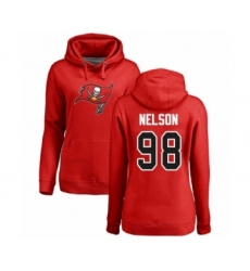 Football Women's Tampa Bay Buccaneers #98 Anthony Nelson Red Name & Number Logo Pullover Hoodie
