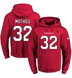 NFL Men Nike Arizona Cardinals #32 Tyrann Mathieu Red Name & Number Pullover Hoodie