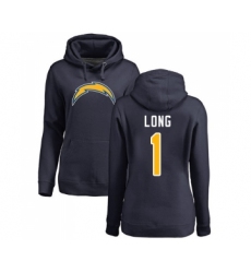 Football Women's Los Angeles Chargers #1 Ty Long Navy Blue Name & Number Logo Pullover Hoodie