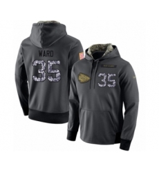 Football Men's Kansas City Chiefs #35 Charvarius Ward Stitched Black Anthracite Salute to Service Player Performance Hoodie