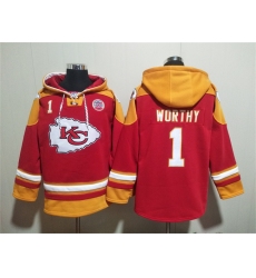 Men's Kansas City Chiefs #1 Xavier Worthy Red Ageless Must-Have Lace-Up Pullover Hoodie