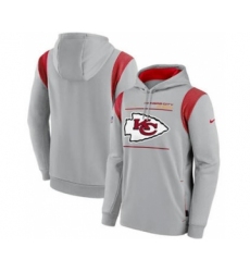 Men's Kansas City Chiefs 2021 Gray Sideline Logo Performance Pullover Hoodie