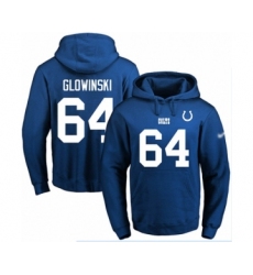 Football Men's Indianapolis Colts #64 Mark Glowinski Royal Blue Name & Number Pullover Hoodie